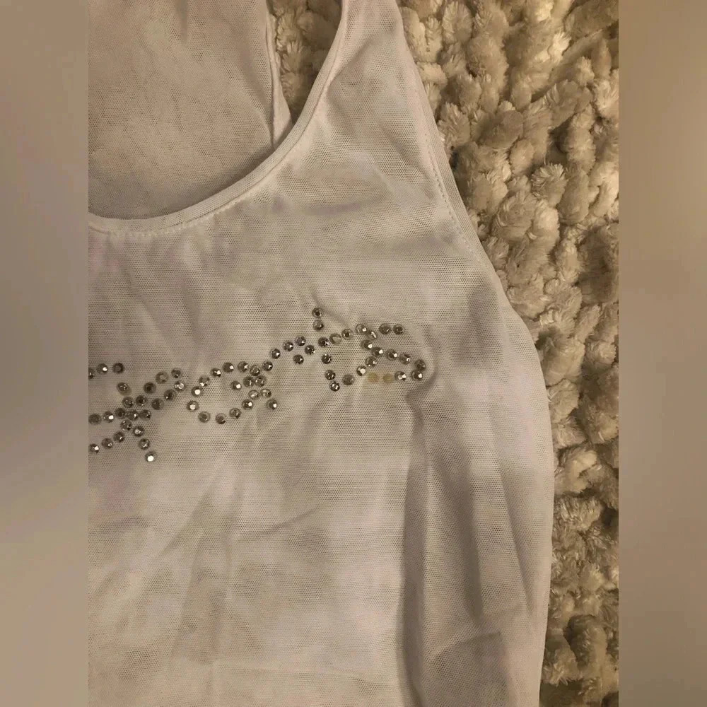 Free with purchase 2 Vintage G-Sports Sheer White Bling Tank Top Size Small - Picture 4 of 6
